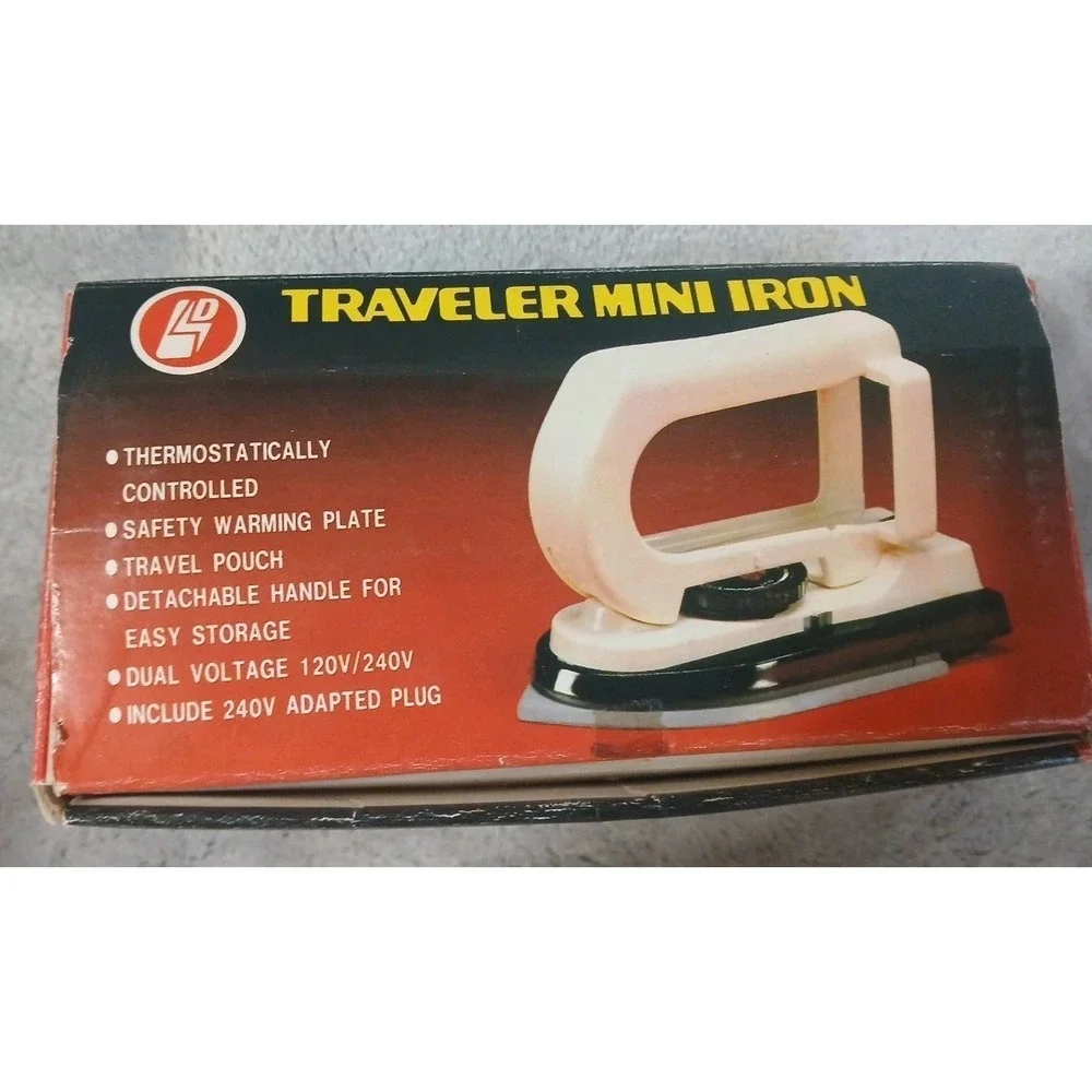 Vintage‎ Traveler Mini Iron LD-7018 Travel Sized 80's Original Box And Bag READ